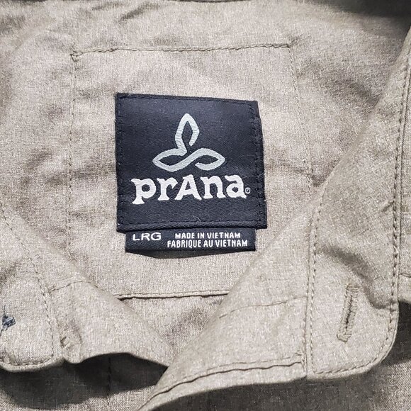Prana Mens Long Roll-Up Sleeve Button-Up Shirt  Light Brown/Beige Size L - Picture 3 of 7